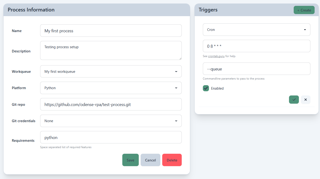 Creating a cron trigger