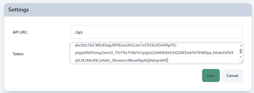 Configure frontend with token