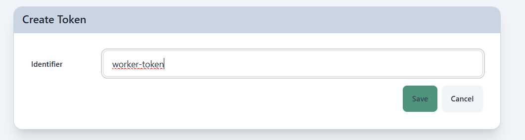 Create token dialog